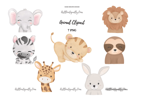 Adorable Baby Safari Animal Clipart Bundle for Nursery Decor