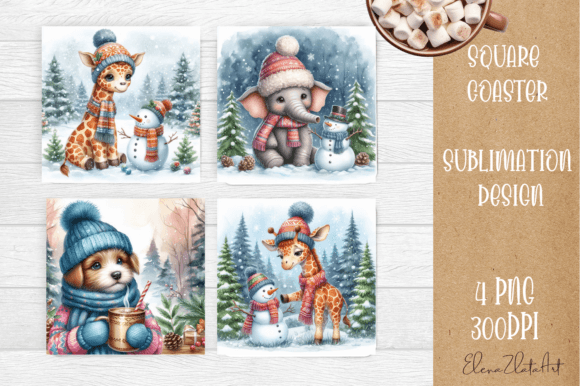 Adorable Holiday Decor: Cute Christmas Animal Coaster Design