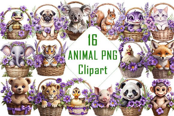 Animal with Flower Basket Clipart: Versatile Digital Art for Creators