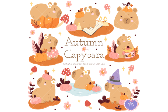 Autumn Capybara Clipart: Designing with Whimsy