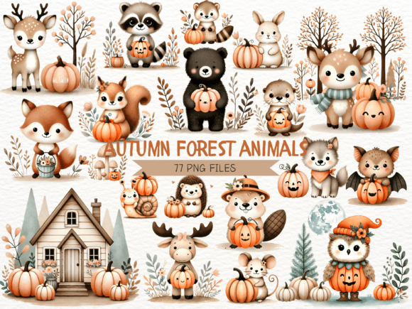Autumn Woodland Animal Clipart: Charming Fall Design Assets