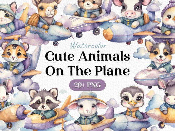 Bundle Animal Airplane Clipart PNG: A Designer's Toolkit for Playful Branding