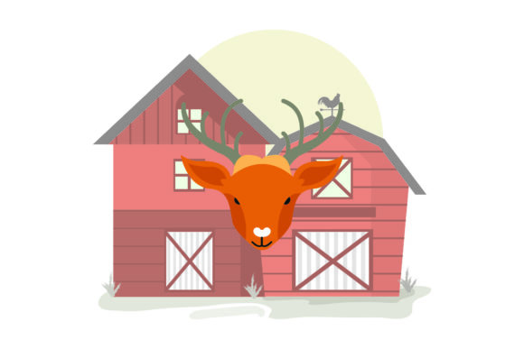 Charming and Versatile: The Cute Animal Head Deer Design Asset