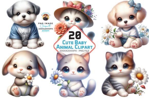 Cute Baby Animal Sublimation Clipart for Creative Projects