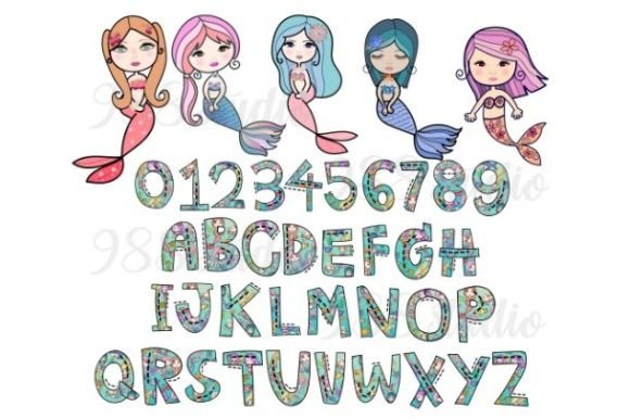 Enchanting Mermaid Alphabet PNGs for Water Animal Designs