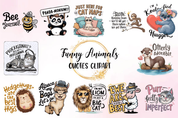 Funny Animal Quotes Clipart: Instant Personality for Your Projects