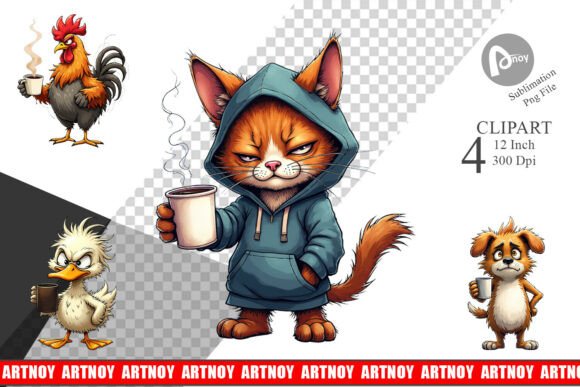 Grumpy Animal Mornings Clipart: Adding Relatable Charm to Your Designs