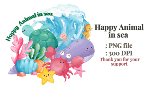 Happy Animal in Sea Clipart: Your Cute PNG for Creative Projects