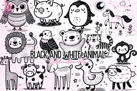 Monochrome Charm: Using Black and White Animal Clipart PNG in Your Projects