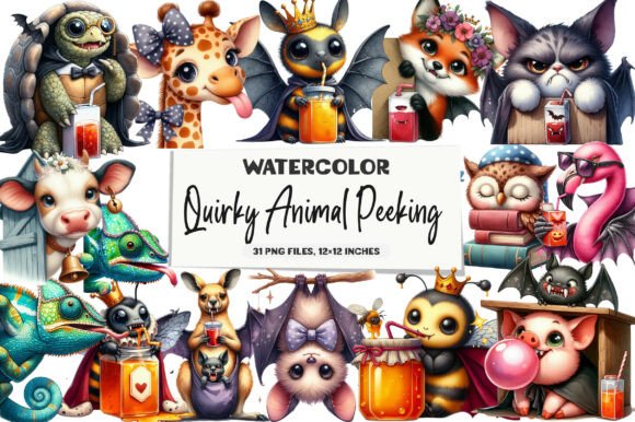 Unleash Charm with Quirky Animal Peeking Clipart