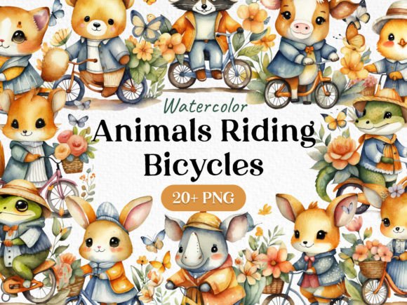 Whimsical Watercolor Art: The Animal Bicycle Bundle